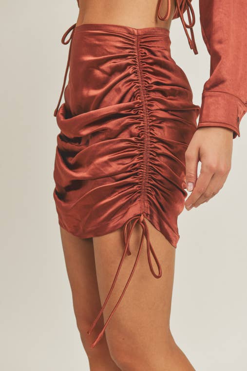 Satin Ruched Skirt